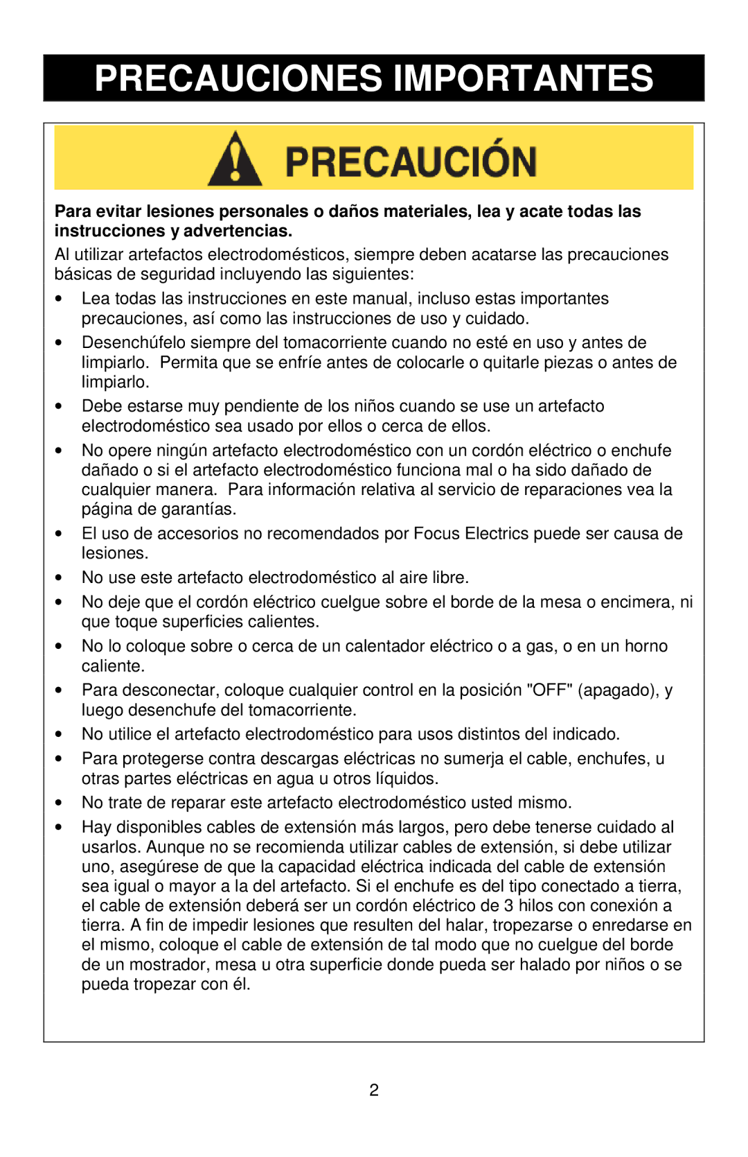 West Bend IC12701 instruction manual Precauciones Importantes 