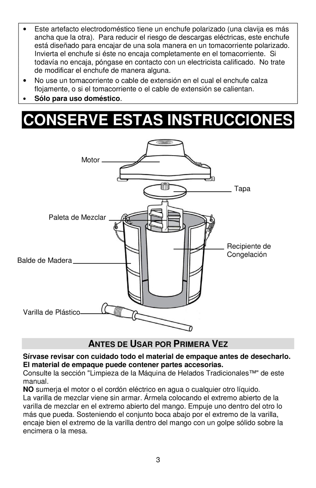 West Bend IC12701 instruction manual Conserve Estas Instrucciones, Antes DE Usar POR Primera VEZ, Sólo para uso doméstico 