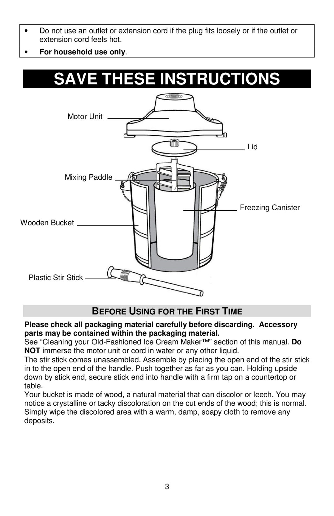 West Bend IC12701 instruction manual Before Using for the First Time, For household use only 