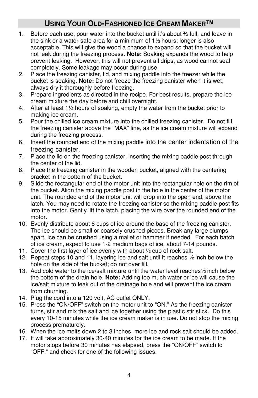 West Bend IC12701 instruction manual Using Your OLD-FASHIONED ICE Cream Maker 