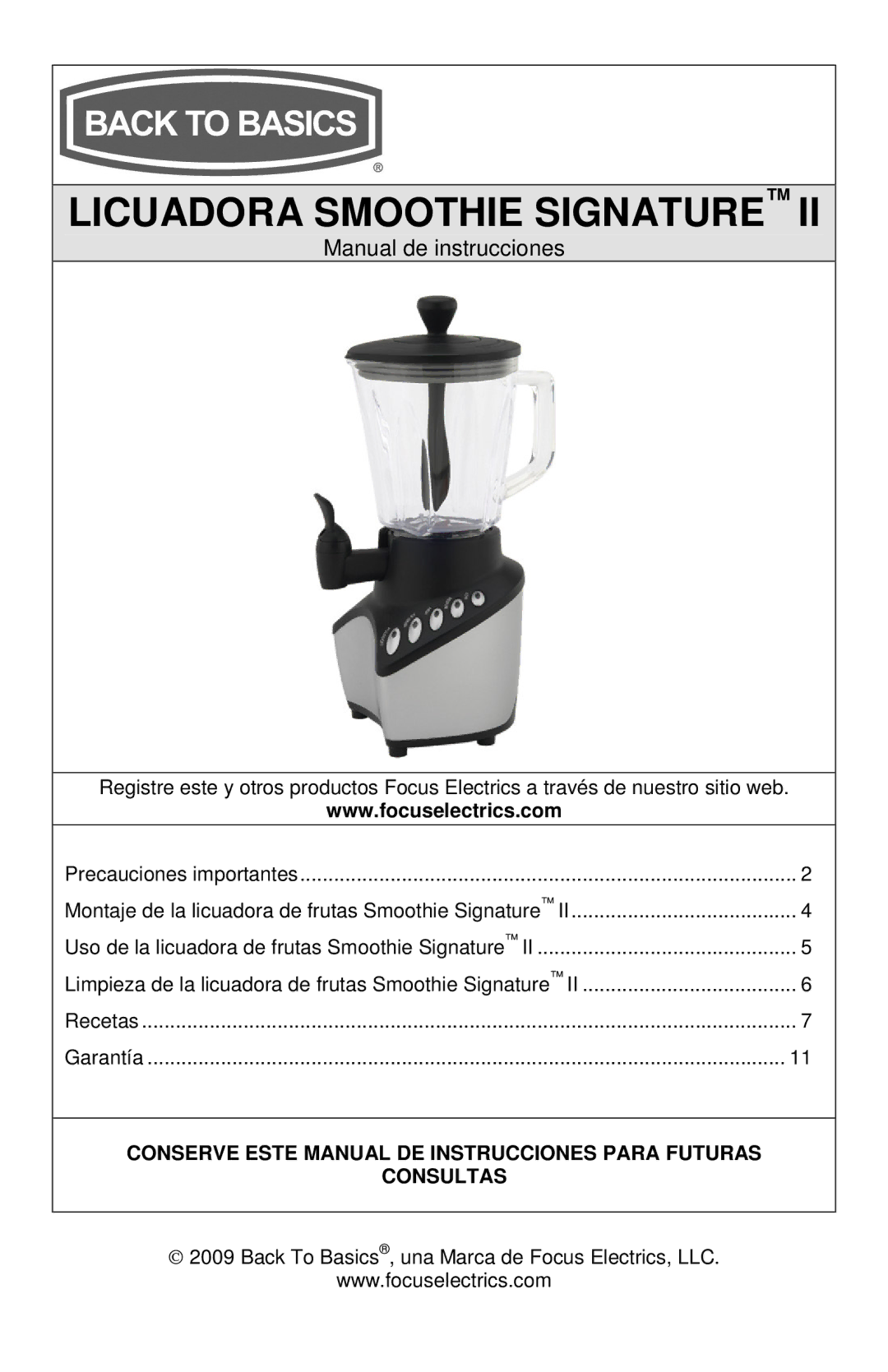 West Bend SM700, II instruction manual Licuadora Smoothie Signature 