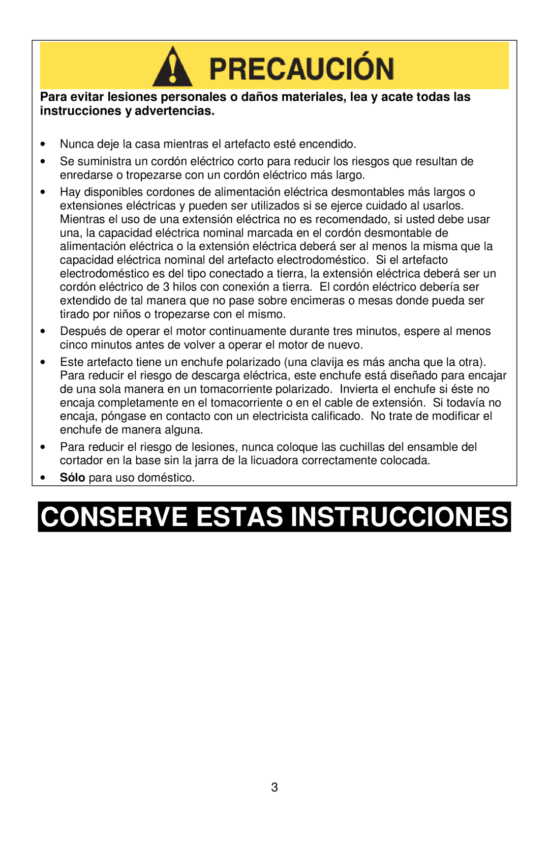 West Bend SM700, II instruction manual Conserve Estas Instrucciones 