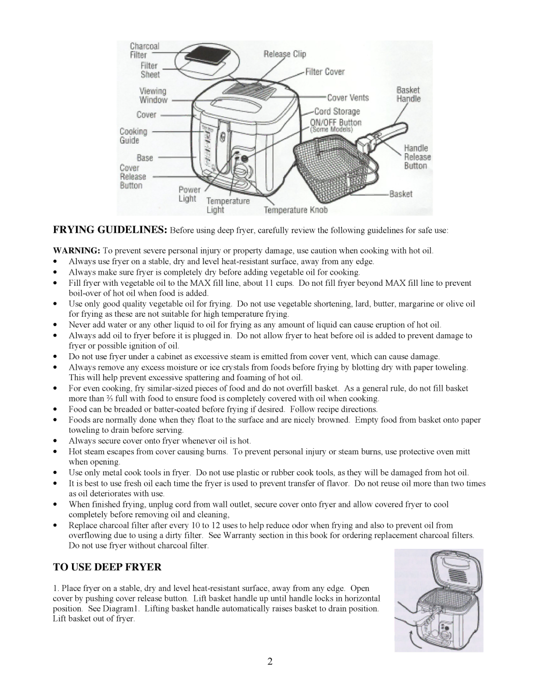 West Bend L 5265 instruction manual To USE Deep Fryer 