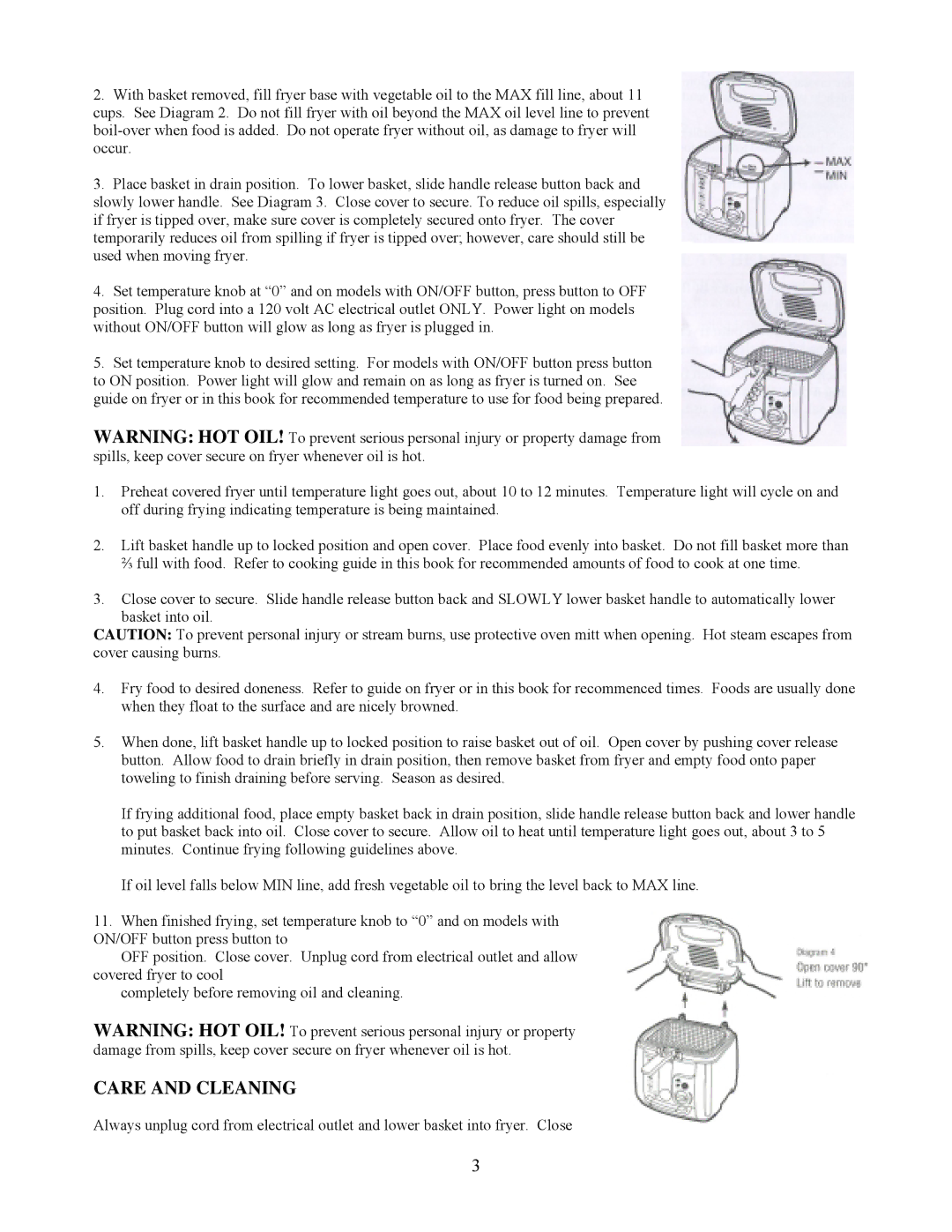 West Bend L 5265 instruction manual Care and Cleaning 