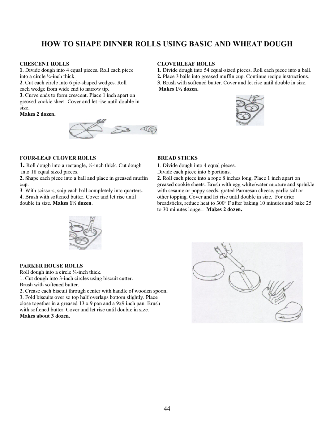 West Bend L4854 manual HOW to Shape Dinner Rolls Using Basic and Wheat Dough 