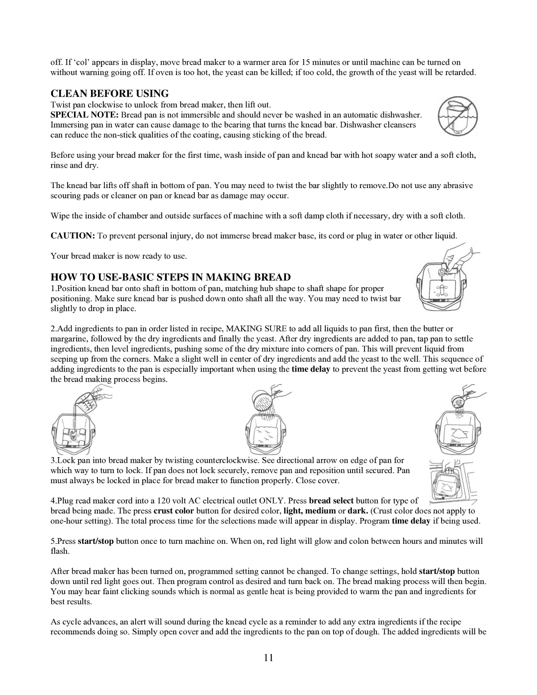 West Bend L5141 manual Clean Before Using, HOW to USE-BASIC Steps in Making Bread 