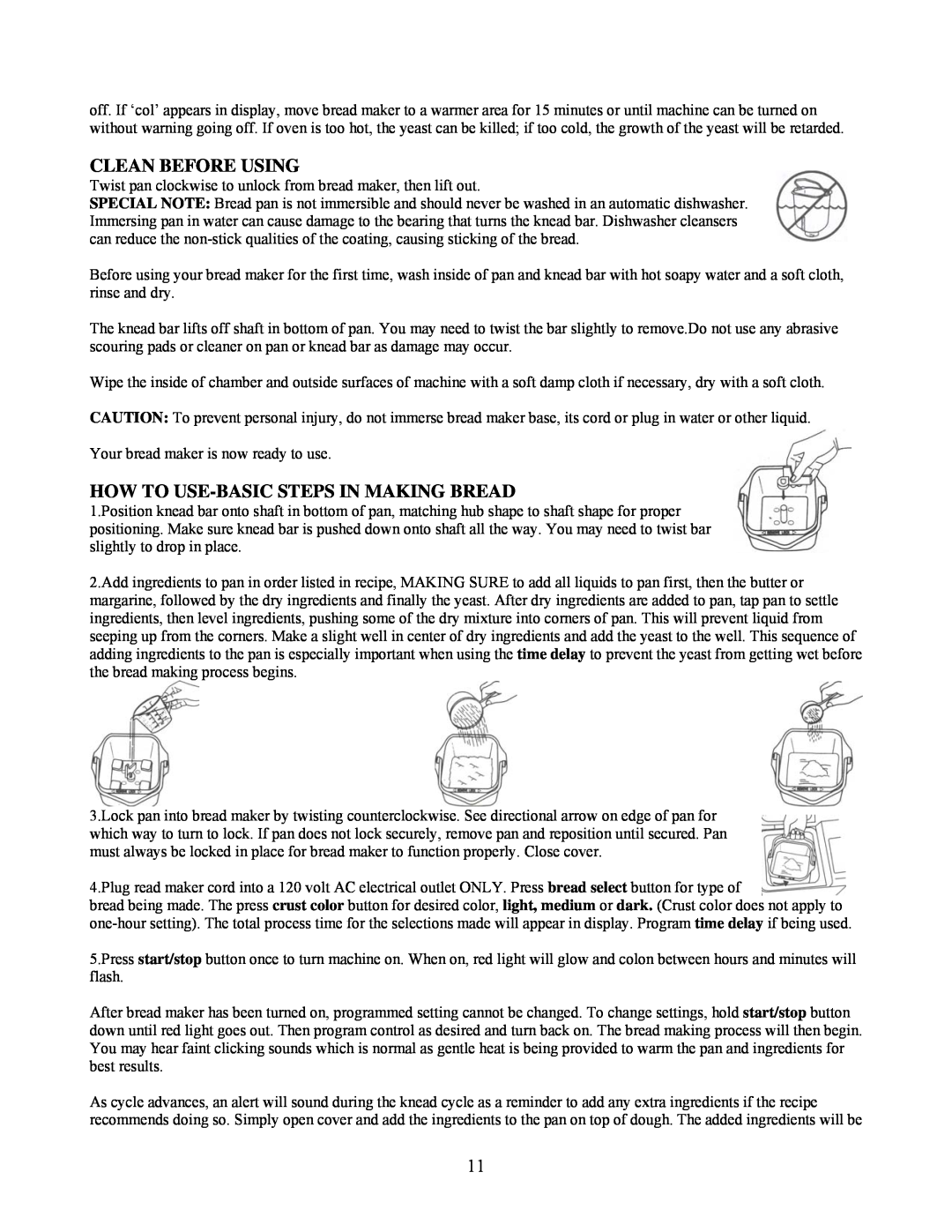 West Bend L5141 manual Clean Before Using, How To Use-Basic Steps In Making Bread 