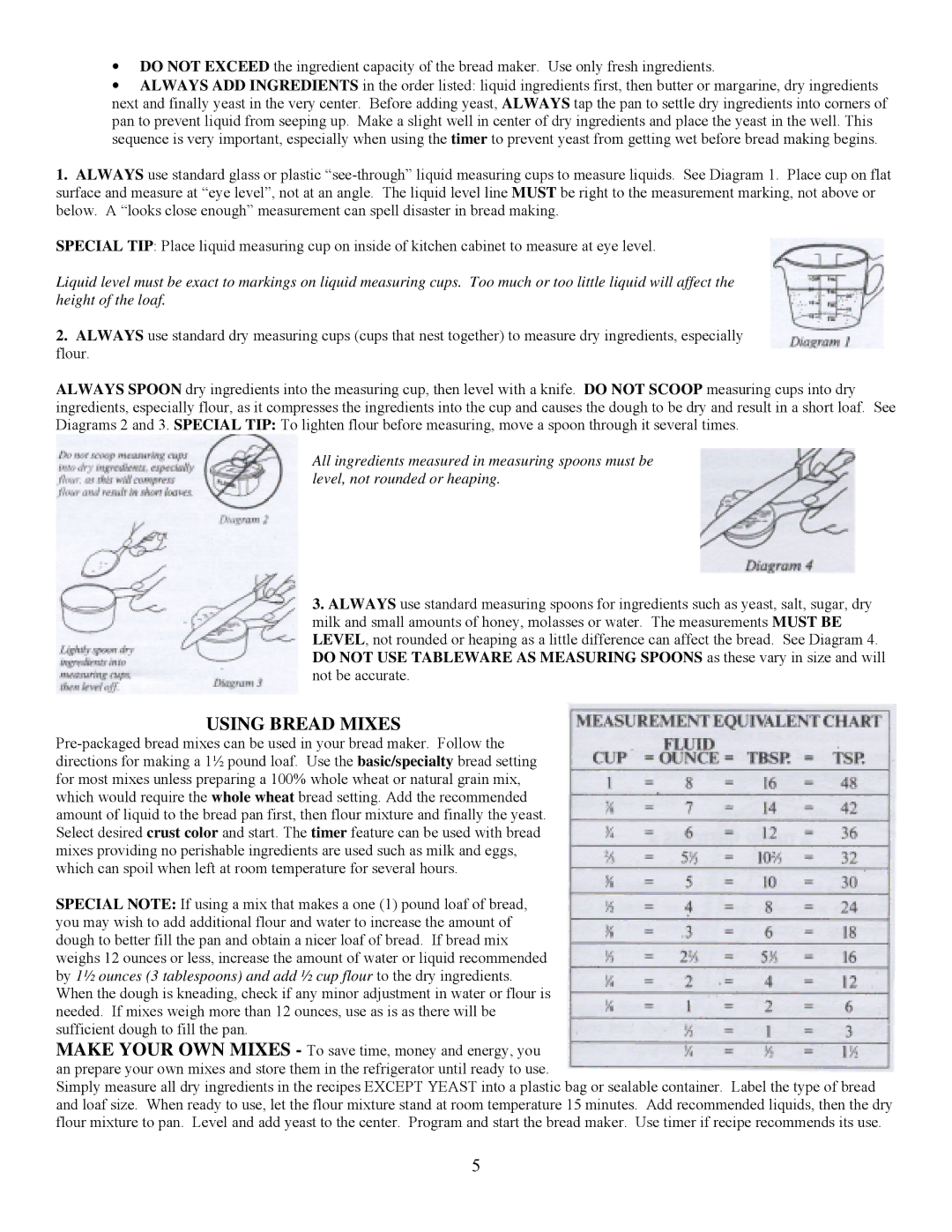 West Bend L5231 important safety instructions Using Bread Mixes 