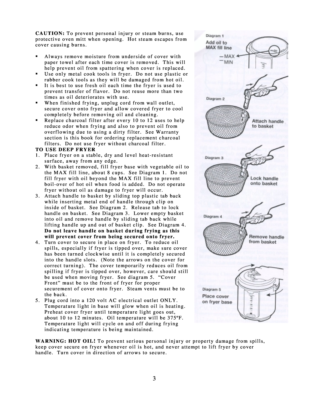 West Bend L5262 instruction manual To Use Deep Fryer 