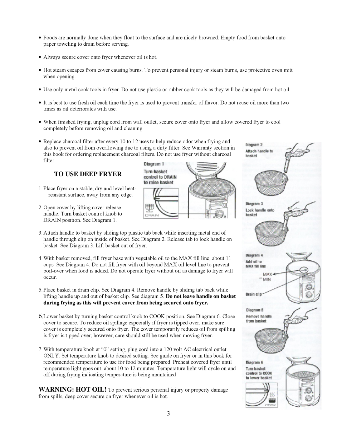 West Bend L5263 instruction manual To USE Deep Fryer 