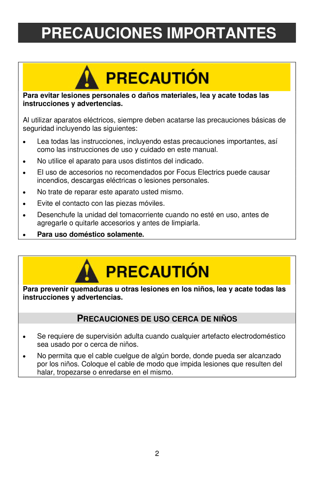 West Bend L5555B, 77201 instruction manual Precauciones Importantes, Precauciones DE USO Cerca DE Niños 