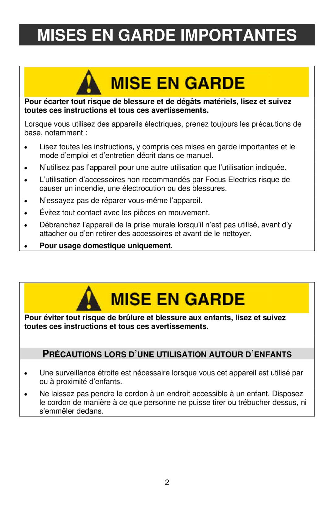 West Bend L5555B, 77201 instruction manual Mises EN Garde Importantes, Précautions Lors D’UNE Utilisation Autour D’ENFANTS 