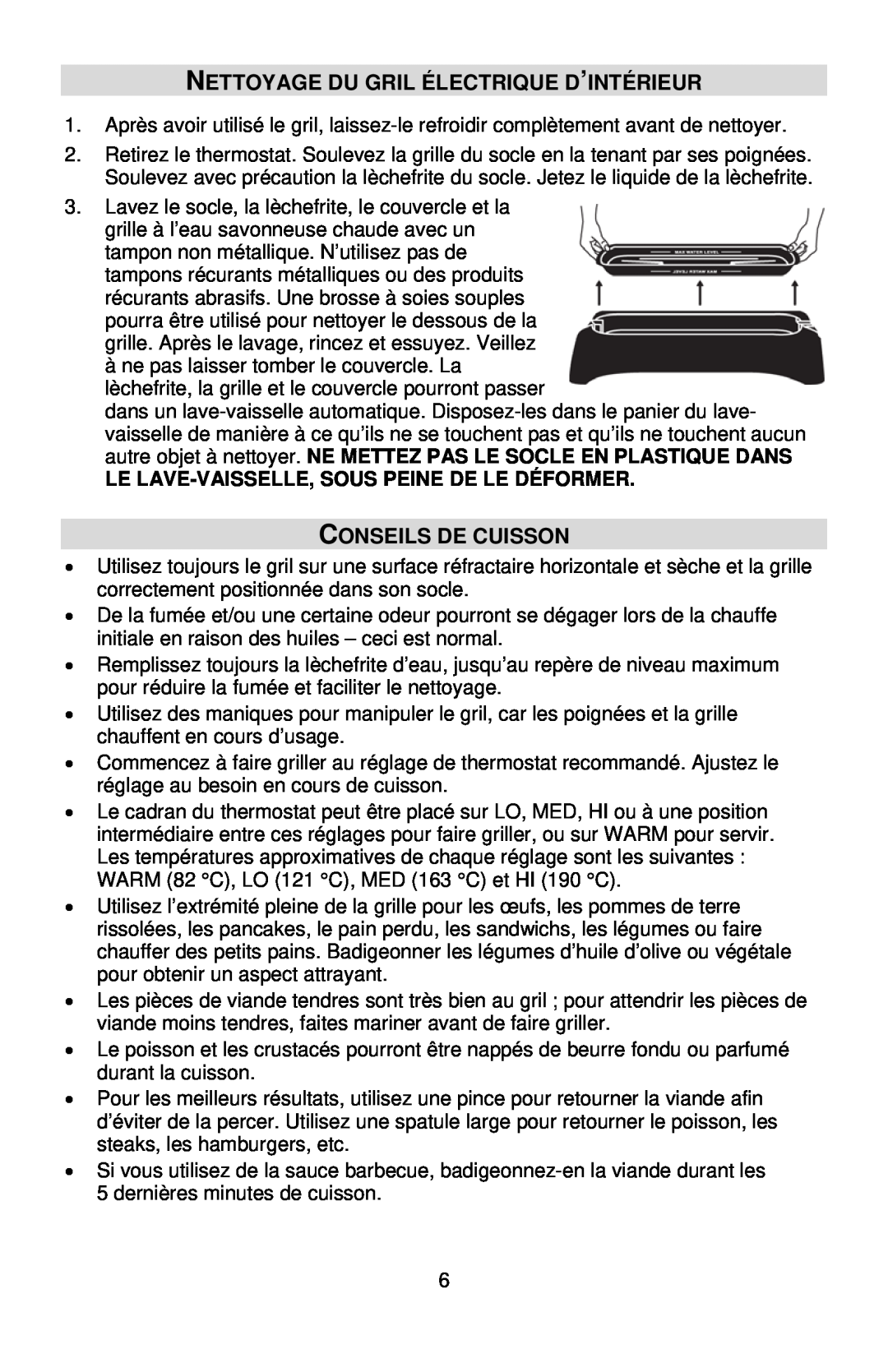 West Bend L5556B, 6111 instruction manual Nettoyage Du Gril Électrique D’Intérieur, Conseils De Cuisson 
