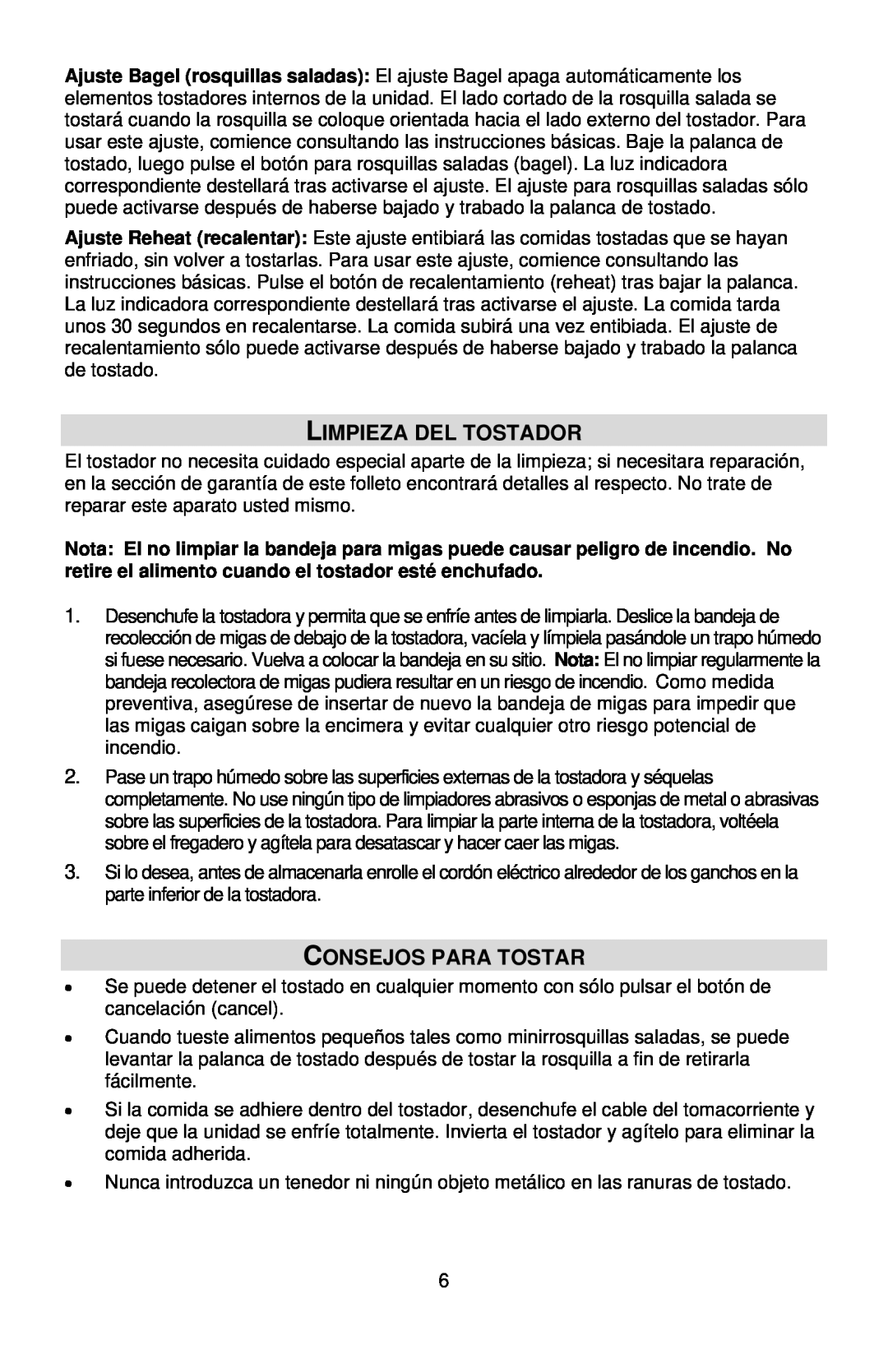 West Bend L5559C instruction manual Limpieza Del Tostador, Consejos Para Tostar 