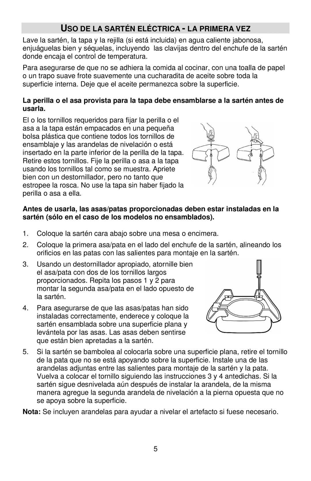 West Bend L5571D instruction manual USO DE LA Sartén Eléctrica LA Primera VEZ 