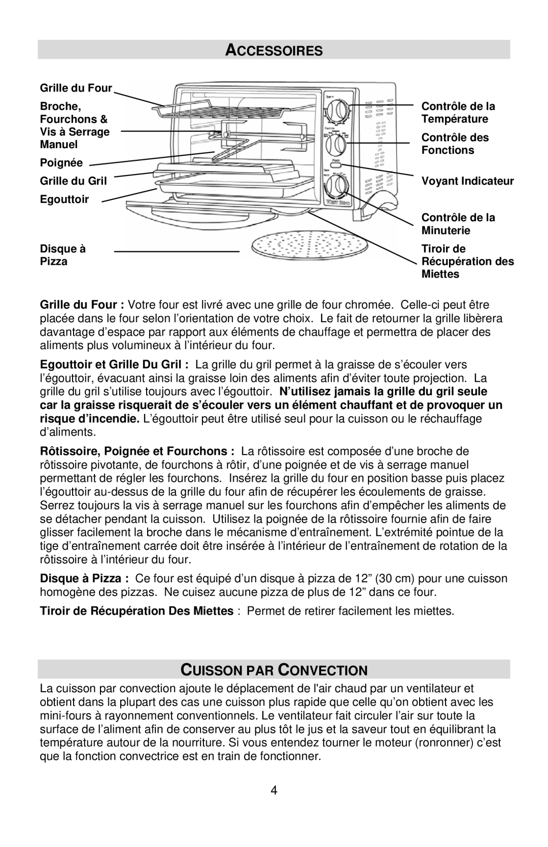 West Bend L5658B Accessoires, Cuisson PAR Convection, Egouttoir Contrôle de la Minuterie Disque à Tiroir de Pizza, Miettes 