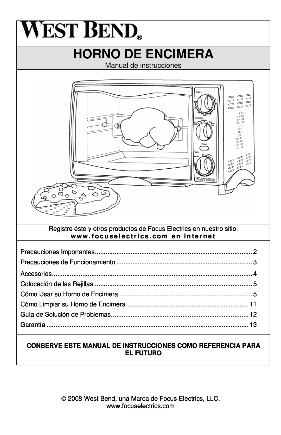 West Bend L5658B instruction manual Horno De Encimera, Manual de instrucciones, El Futuro 