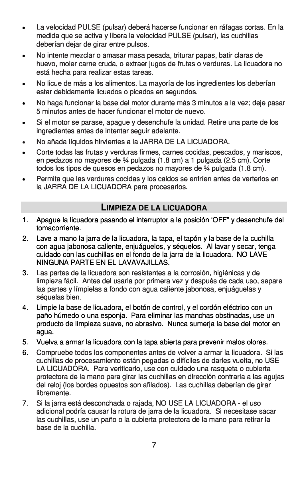 West Bend L5700 instruction manual Limpieza De La Licuadora 