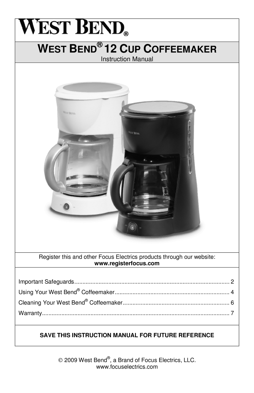 West Bend 56310, L5732A instruction manual West Bend 12 CUP Coffeemaker 