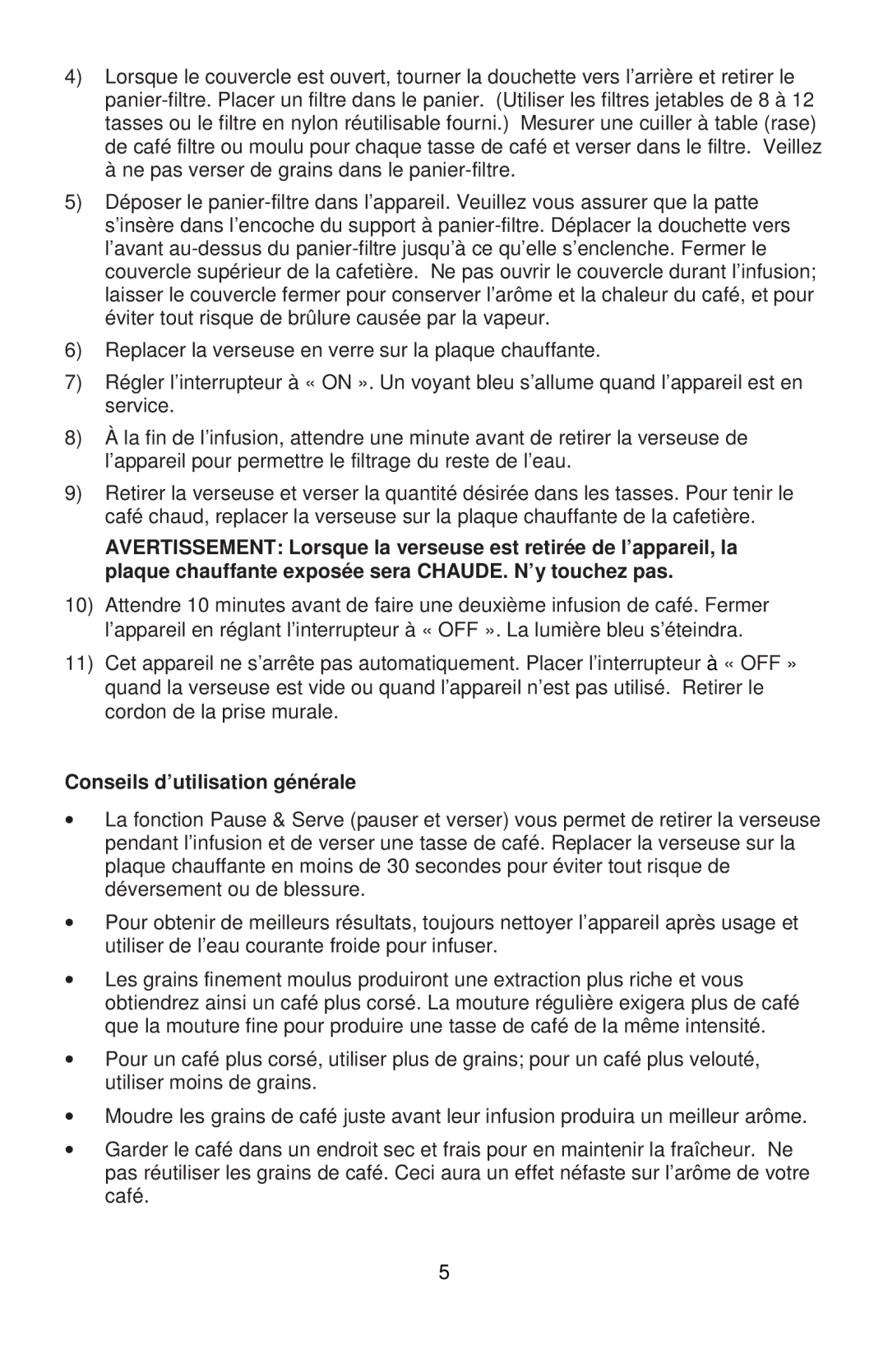 West Bend 56310, L5732A instruction manual Conseils d’utilisation générale 