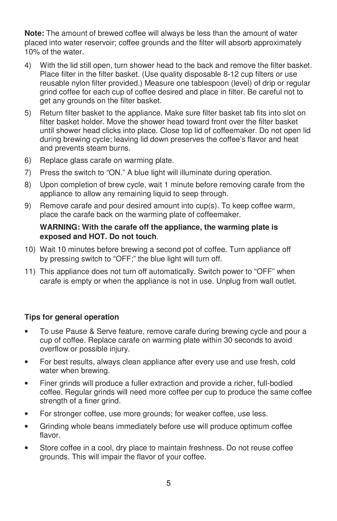 West Bend 56310, L5732A instruction manual Tips for general operation 