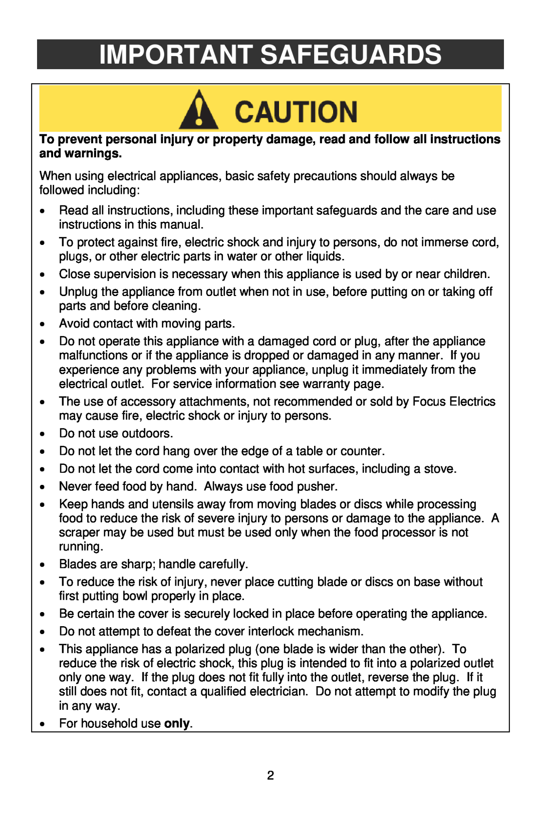 West Bend L5747, PRFP1000 instruction manual Important Safeguards 