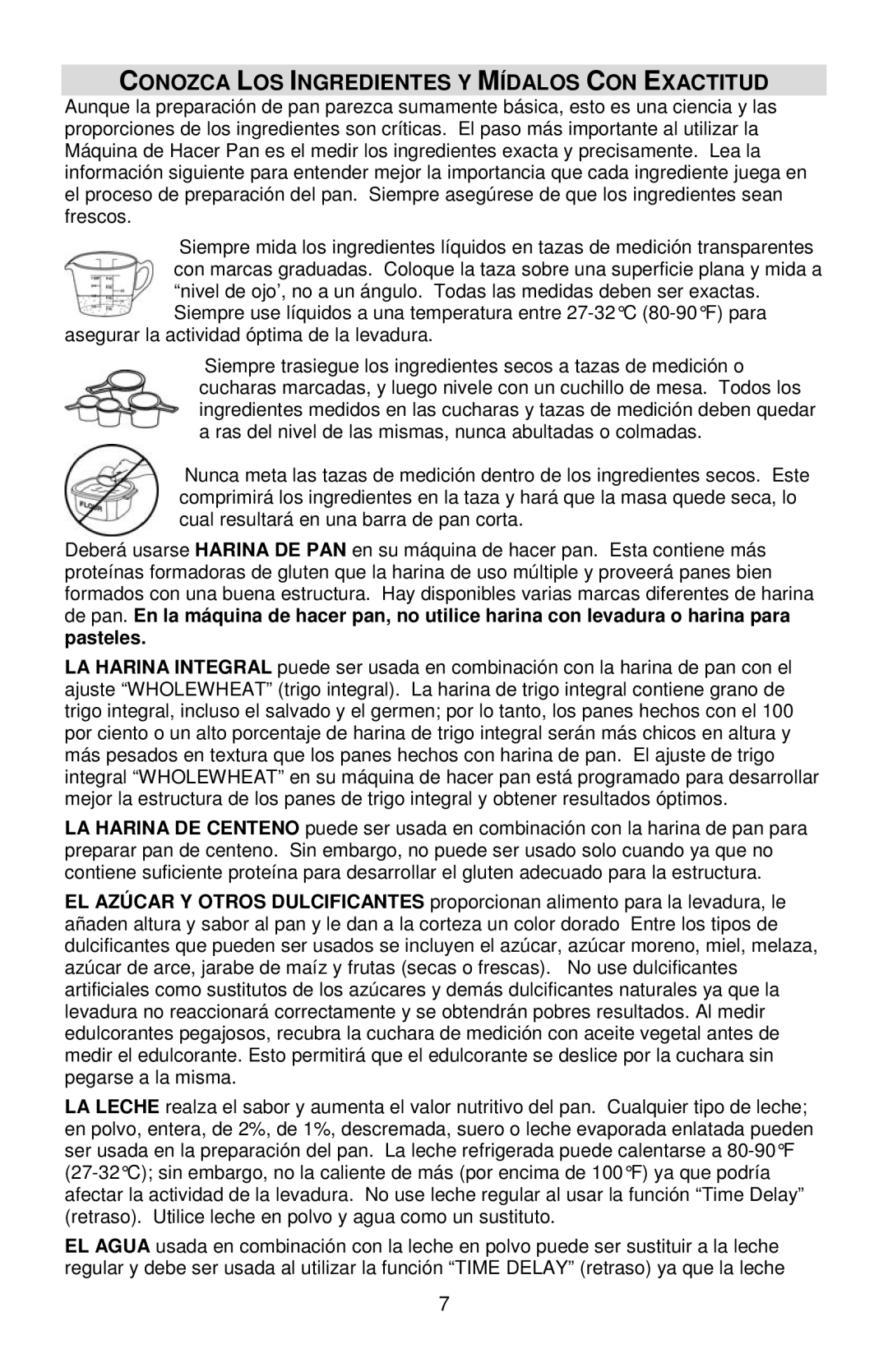 West Bend L5778C instruction manual Conozca LOS Ingredientes Y Mídalos CON Exactitud 