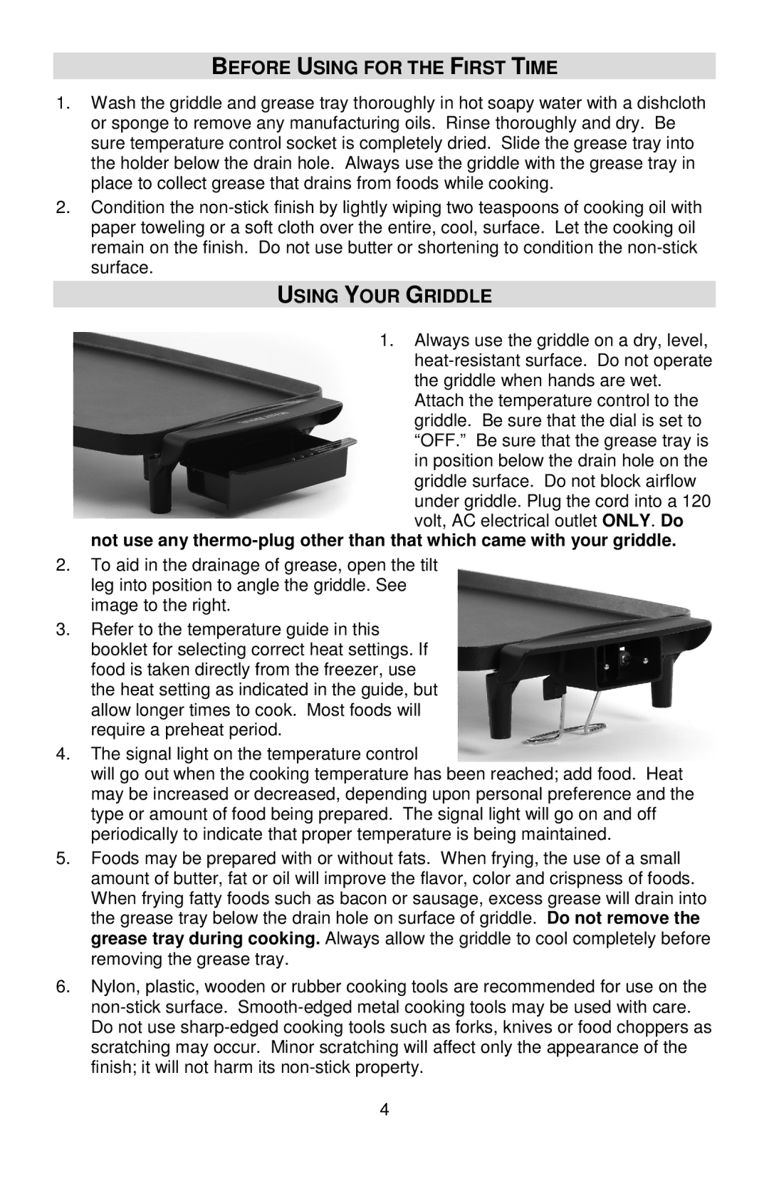 West Bend L5788, 76225 manual Before Using for the First Time, Using Your Griddle 