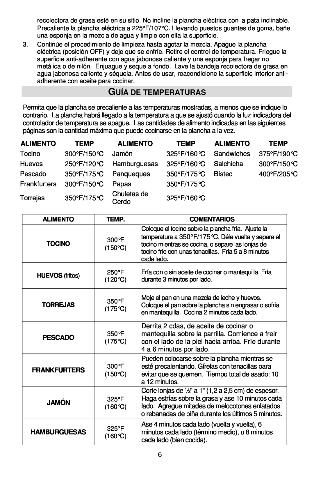 West Bend L5788, 76225 manual Guía De Temperaturas 