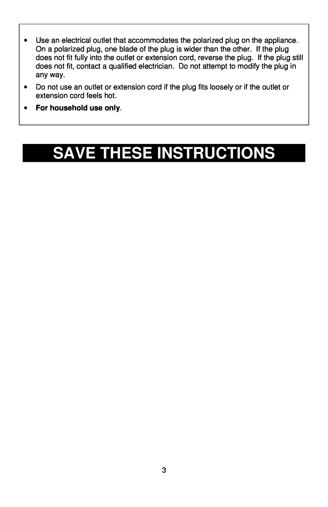 West Bend 76225, L5788 manual Save These Instructions, For household use only 