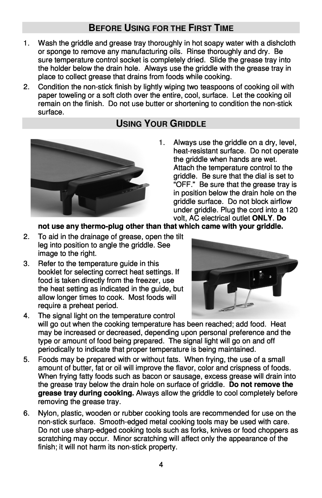 West Bend L5788, 76225 manual Before Using For The First Time, Using Your Griddle 