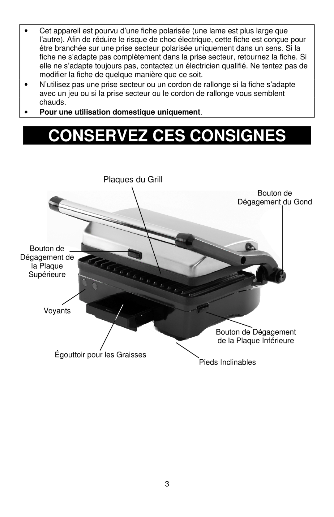 West Bend 6113, L5789 instruction manual Conservez CES Consignes, Pour une utilisation domestique uniquement 