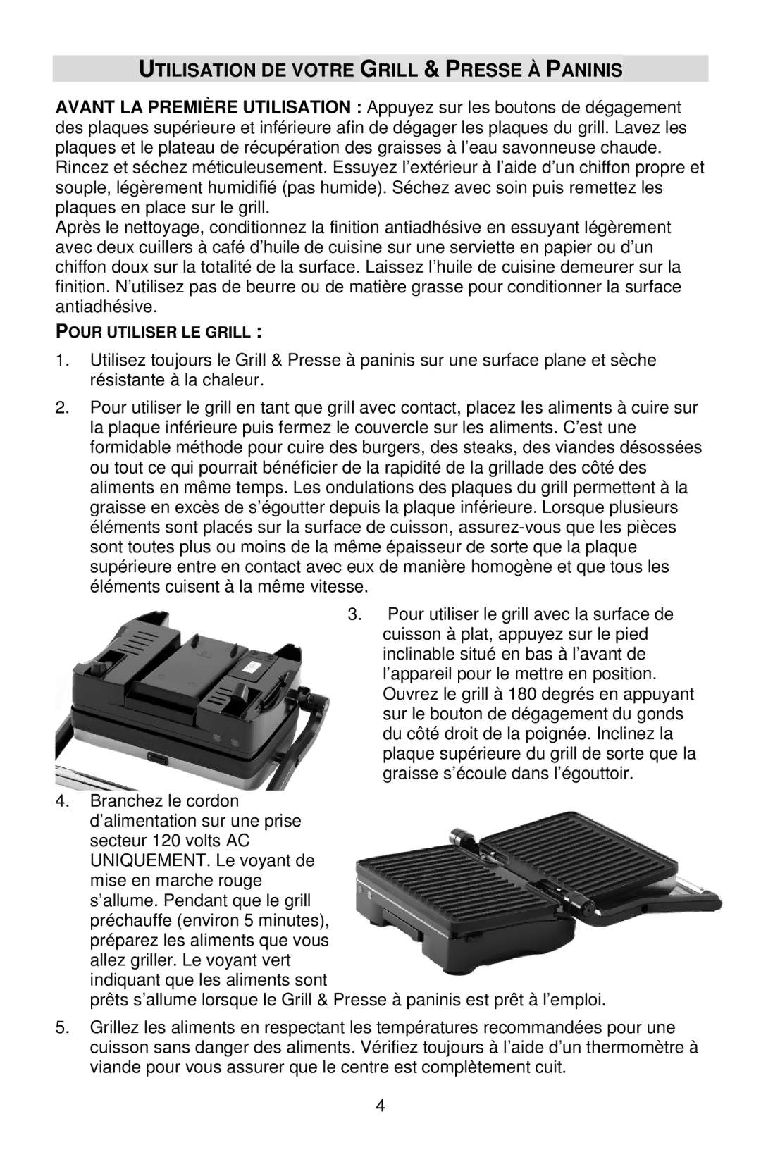 West Bend L5789, 6113 instruction manual Utilisation DE Votre Grill & Presse À Paninis 