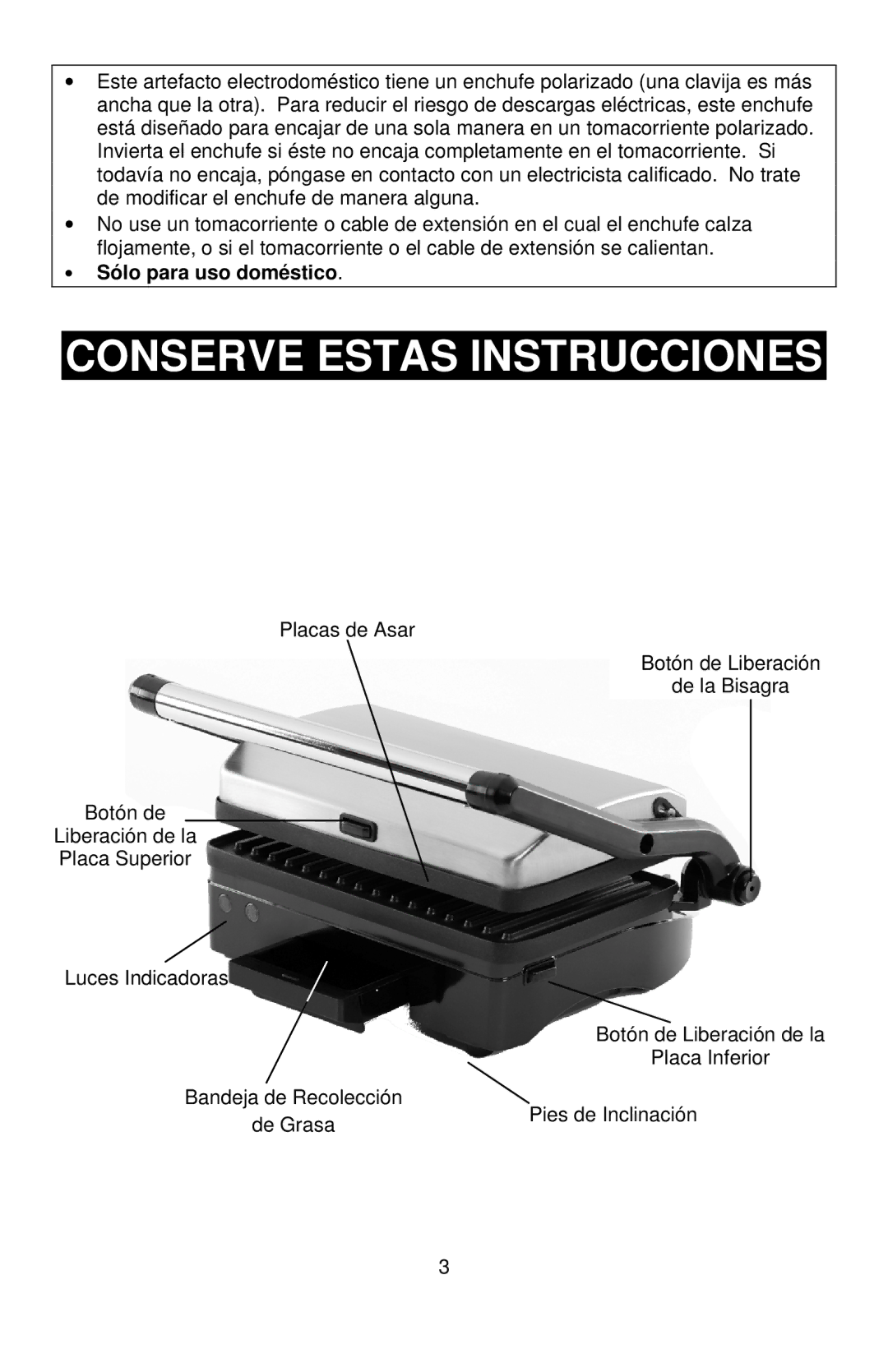 West Bend 6113, L5789 instruction manual Conserve Estas Instrucciones, Sólo para uso doméstico 