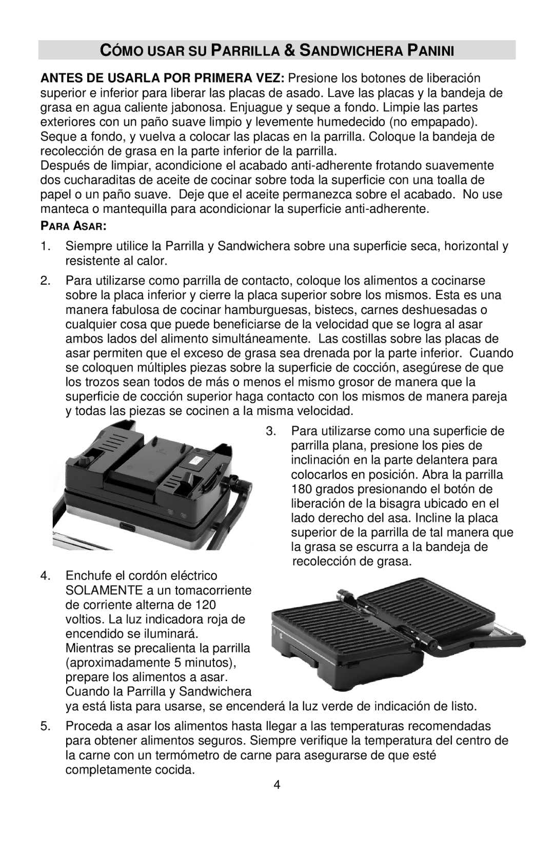 West Bend L5789, 6113 instruction manual Cómo Usar SU Parrilla & Sandwichera Panini 