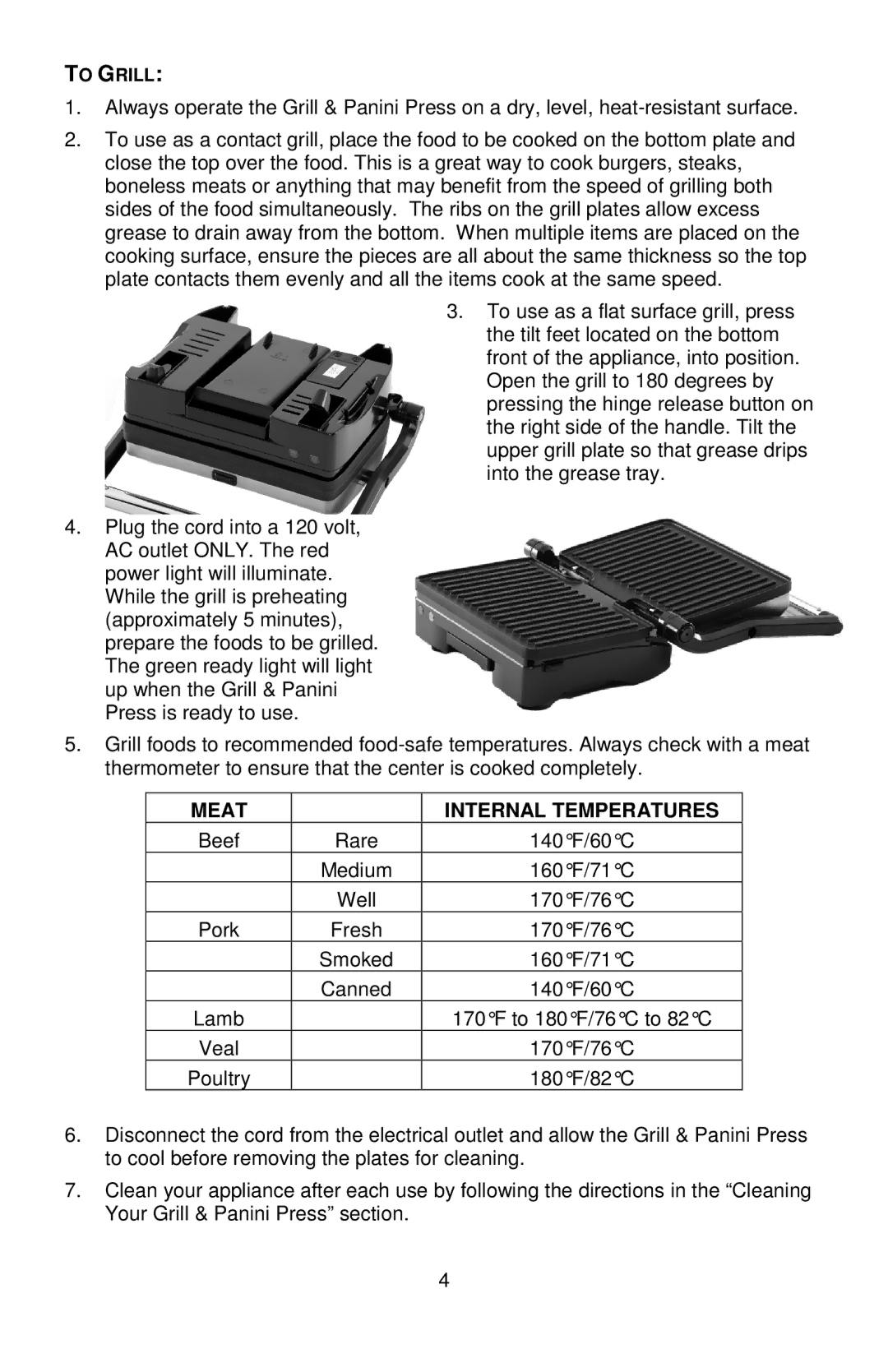 West Bend L5789, 6113 instruction manual Meat Internal Temperatures 