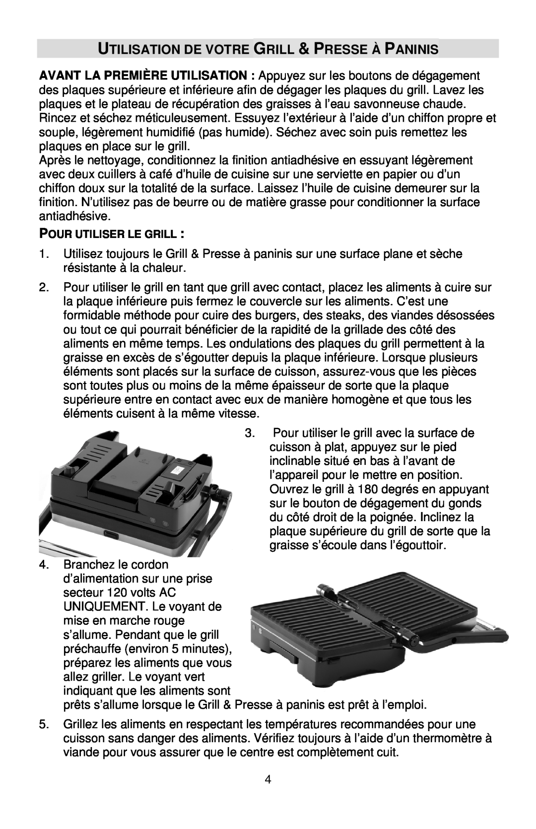 West Bend L5789, 6113 instruction manual Utilisation De Votre Grill & Presse À Paninis 