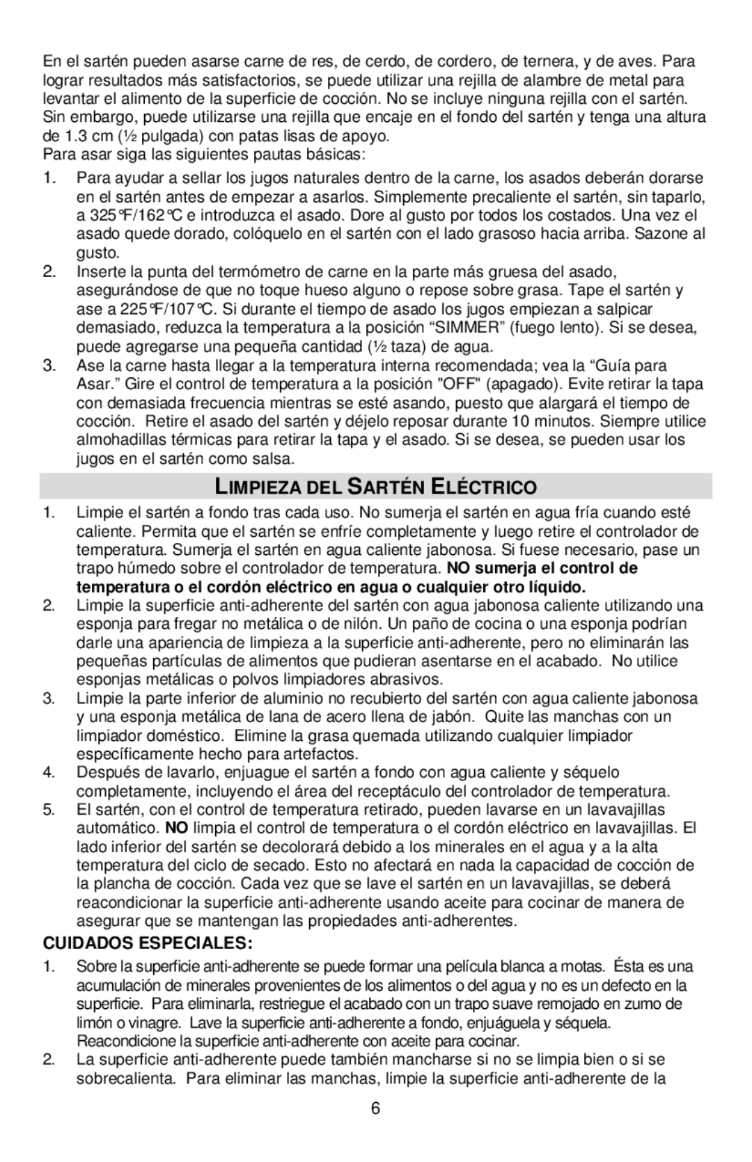 West Bend 72212, L5791B instruction manual Limpieza DEL Sartén Eléctrico, Cuidados Especiales 