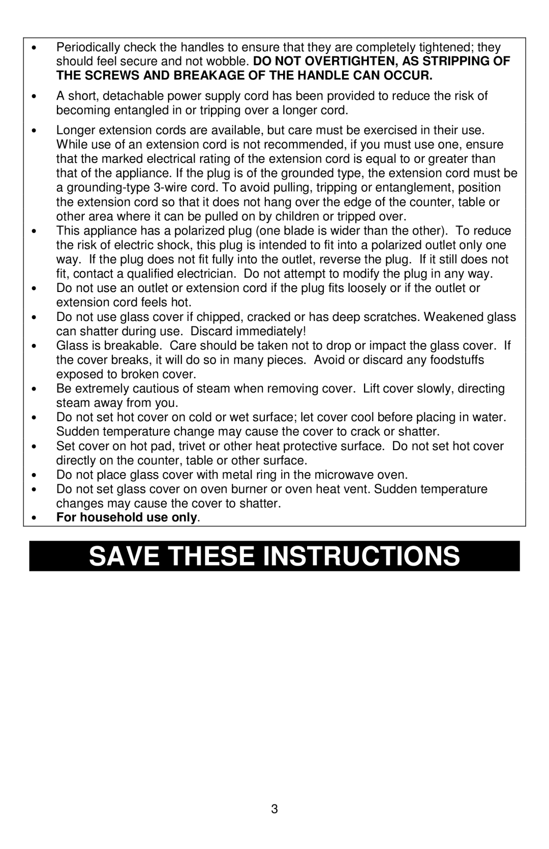 West Bend 72212, L5791B instruction manual Screws and Breakage of the Handle can Occur 