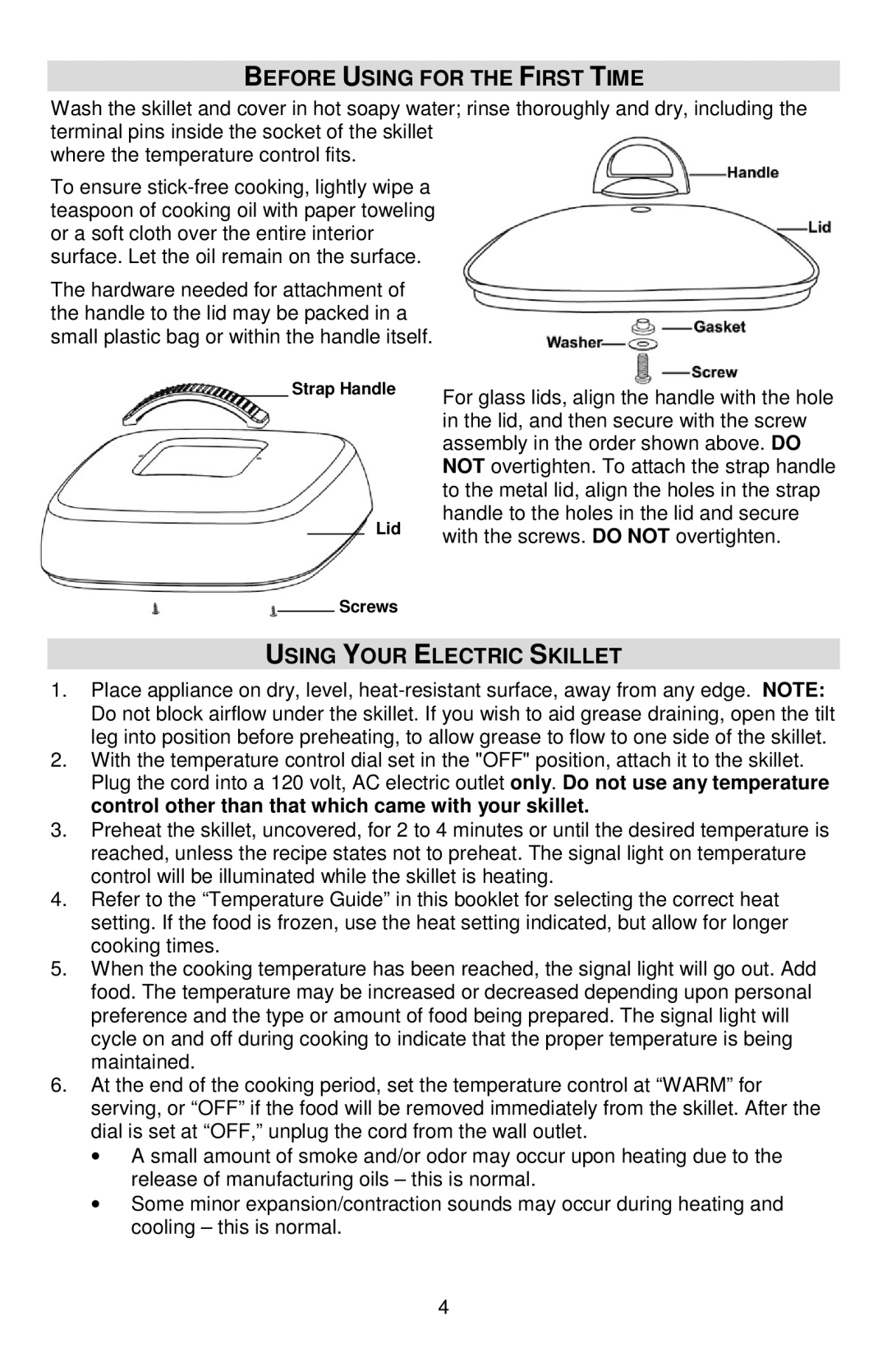 West Bend L5791B, 72212 instruction manual Before Using for the First Time, Using Your Electric Skillet 