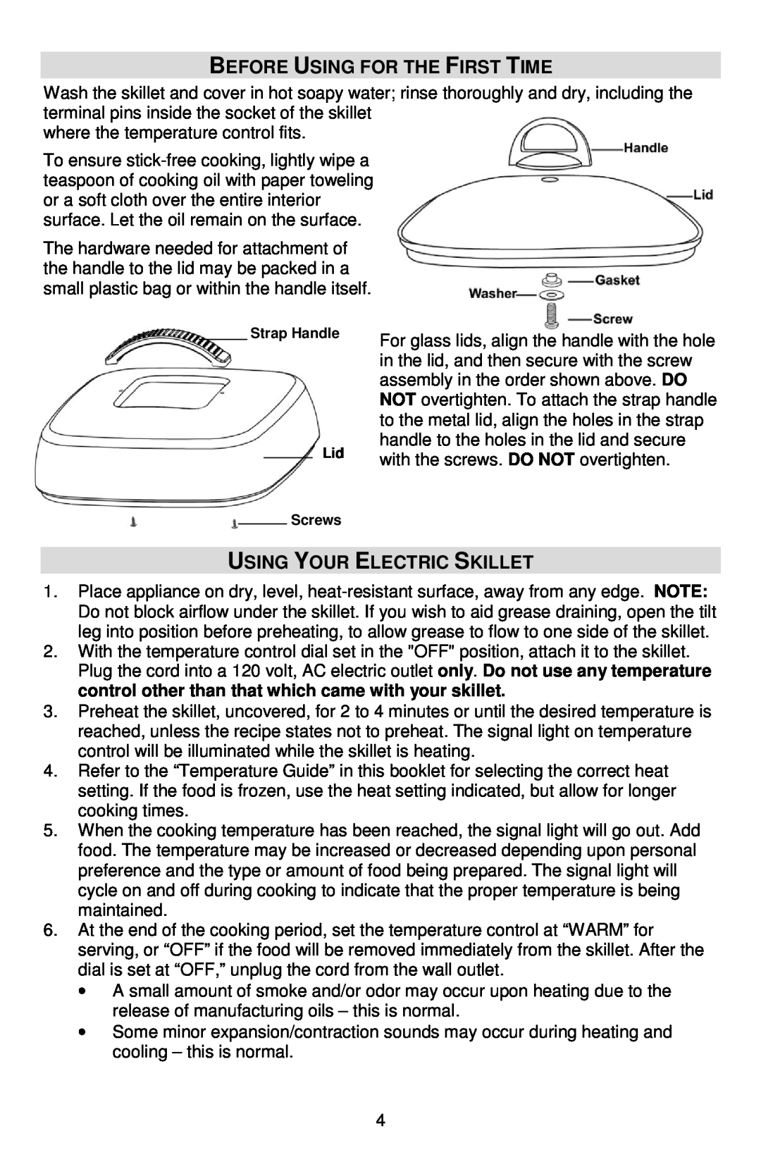 West Bend L5791B, 72212 instruction manual Before Using For The First Time, Using Your Electric Skillet 