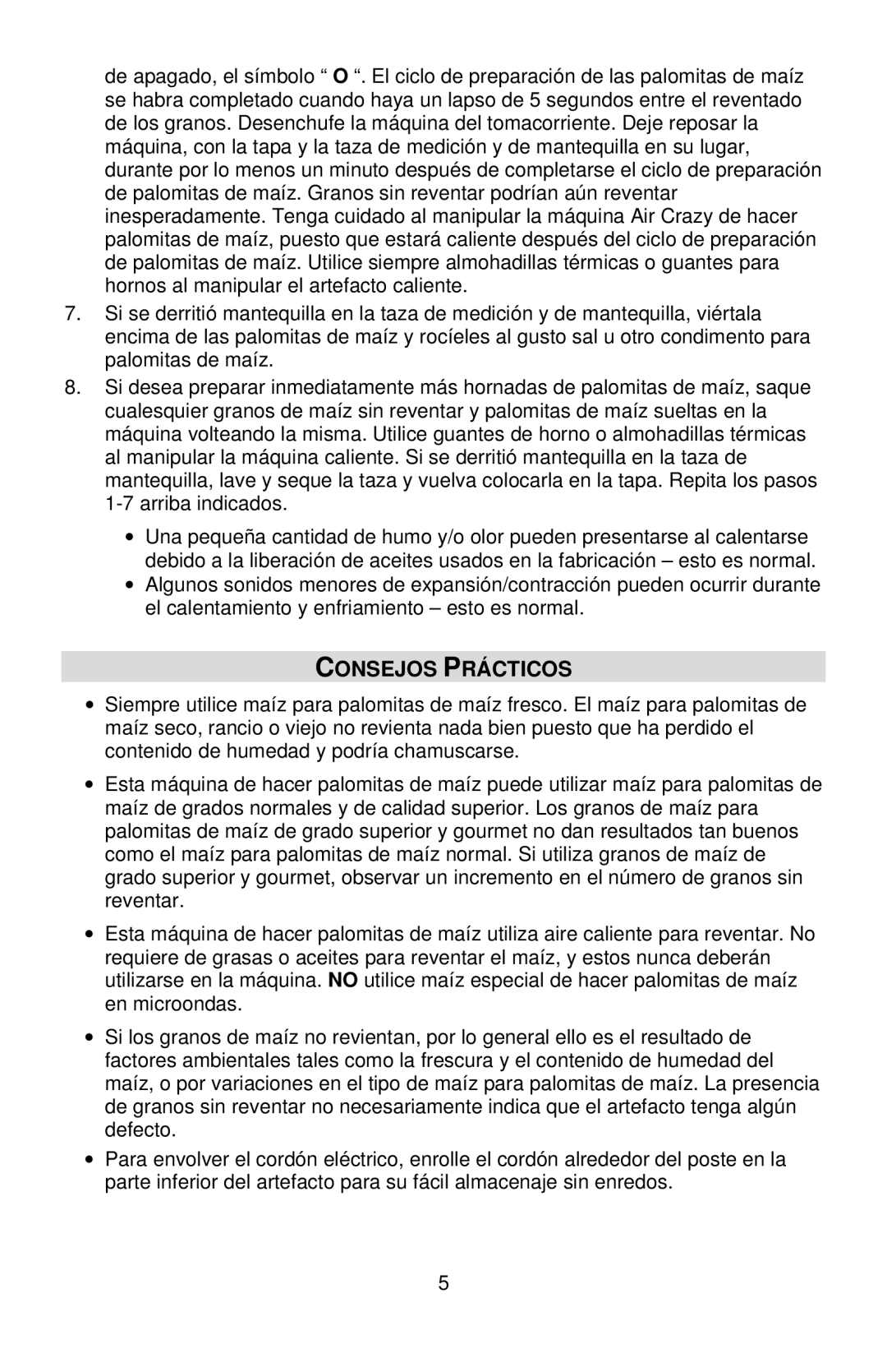 West Bend L5792B, 82416 instruction manual Consejos Prácticos 