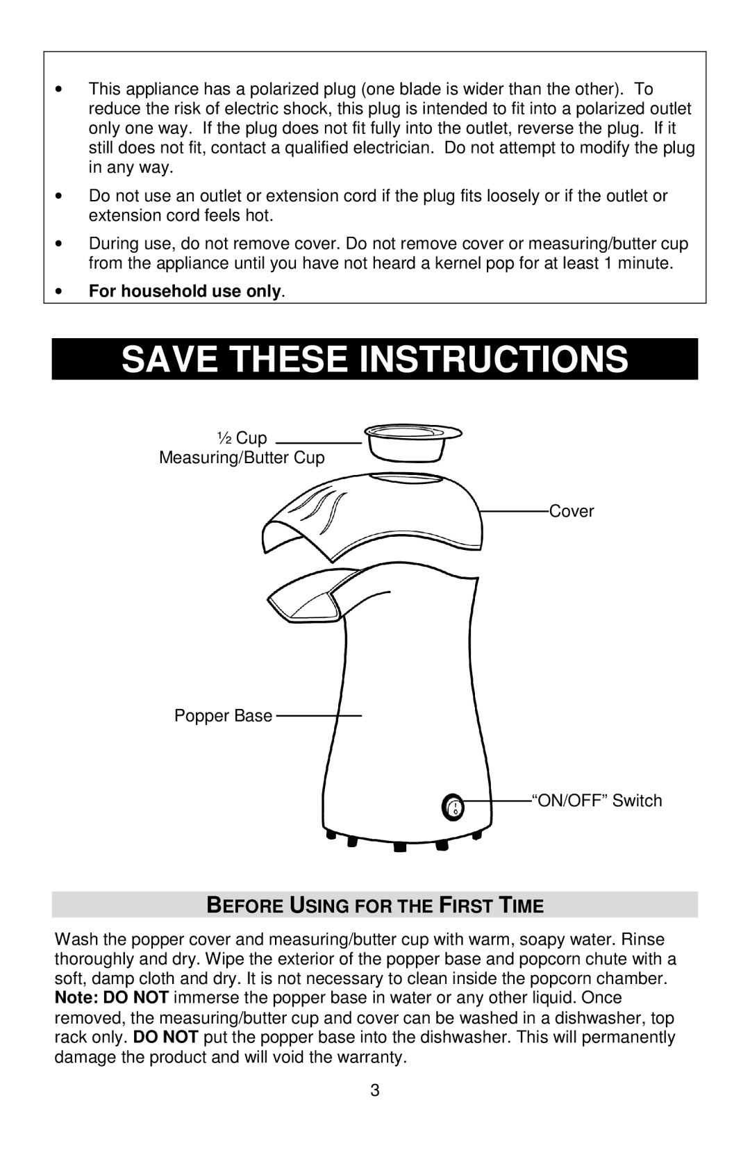 West Bend 82416, L5792B instruction manual Before Using for the First Time 