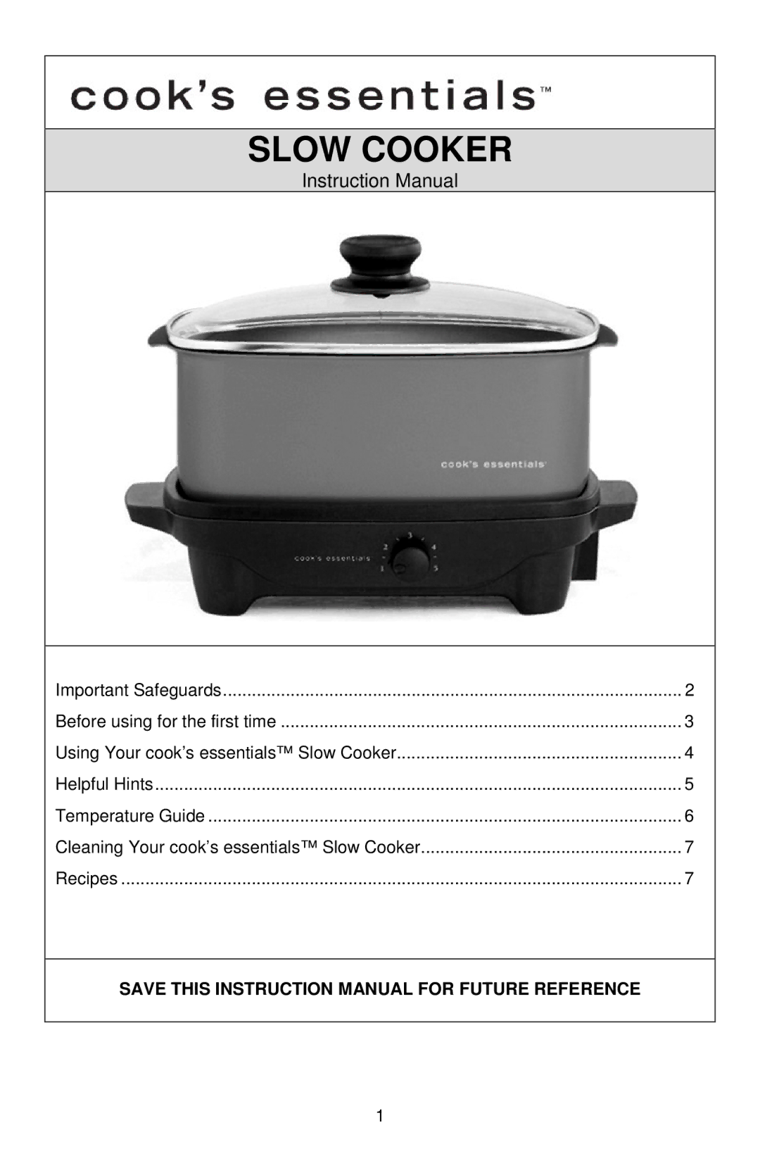 West Bend 84906, L5803A instruction manual Slow Cooker 