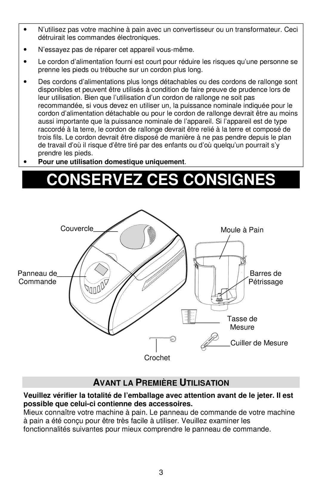 West Bend 41400, L5811A instruction manual Avant LA Première Utilisation, Pour une utilisation domestique uniquement 