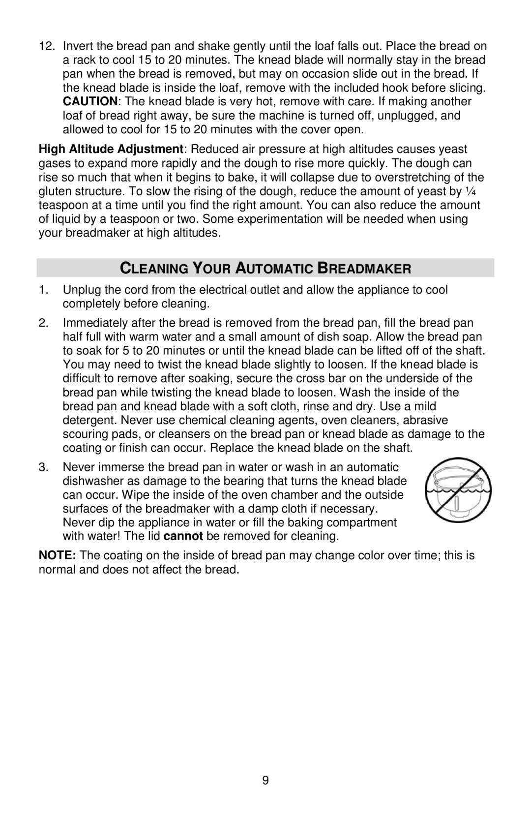 West Bend 41400, L5811A instruction manual Cleaning Your Automatic Breadmaker 