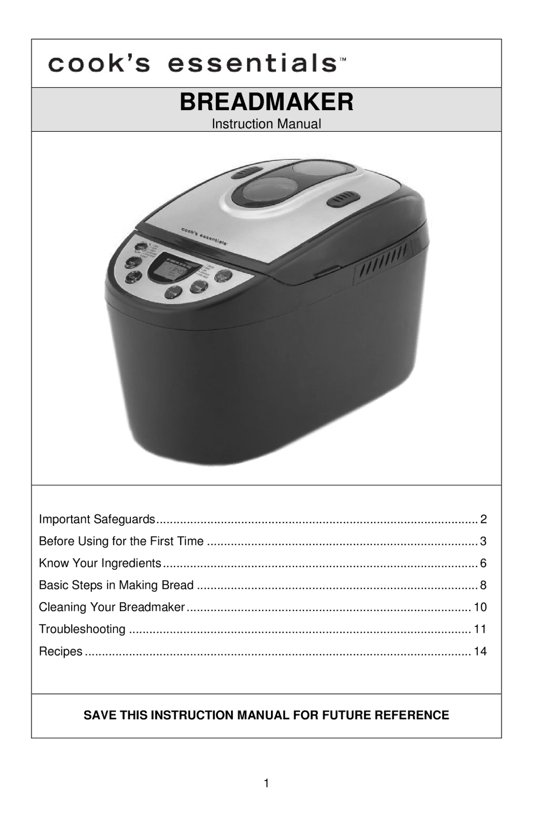 West Bend 41300B, L5815 instruction manual Breadmaker 