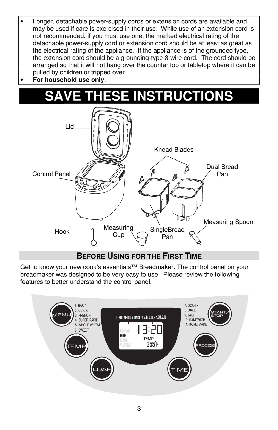 West Bend 41300B, L5815 instruction manual Before Using for the First Time, For household use only 