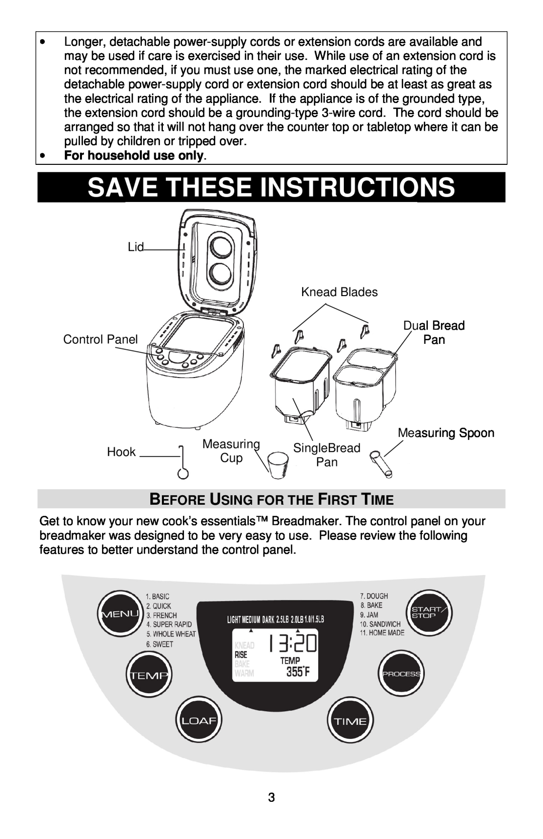 West Bend 41300B, L5815 instruction manual Save These Instructions, Before Using For The First Time, For household use only 