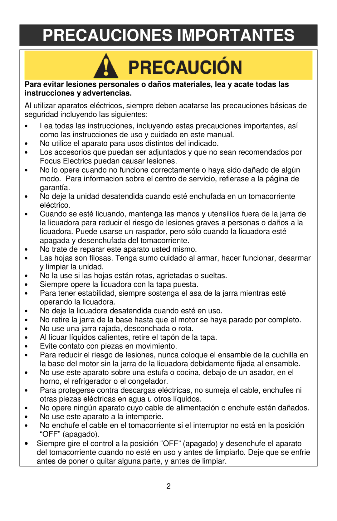 West Bend MCD 289 instruction manual Precauciones Importantes 